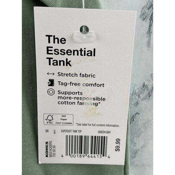 Sonoma Mens Medium Essential Green Tank Top 60% Cotton 40% Polyester Stretch Fab - Picture 8 of 8